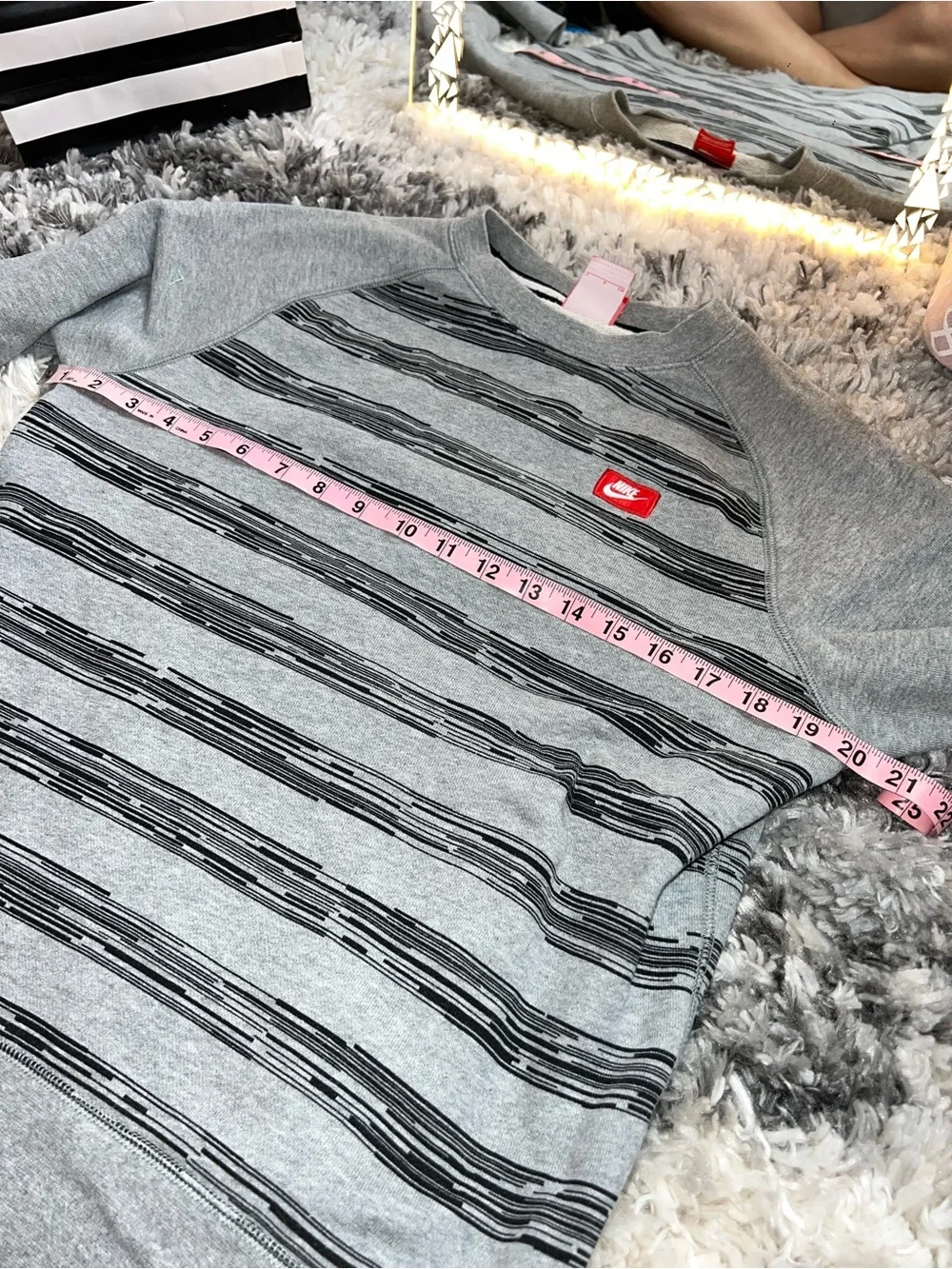 Nike Grey Striped Crewneck Sweatshirt